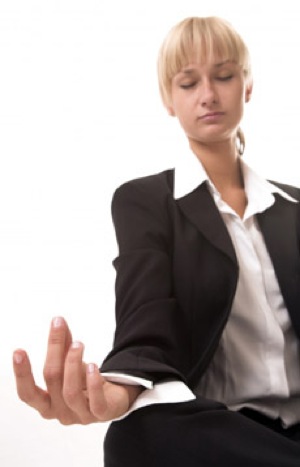 work woman meditating