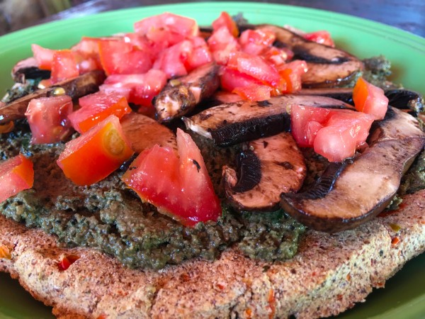 Raw Basil Pesto Pizza